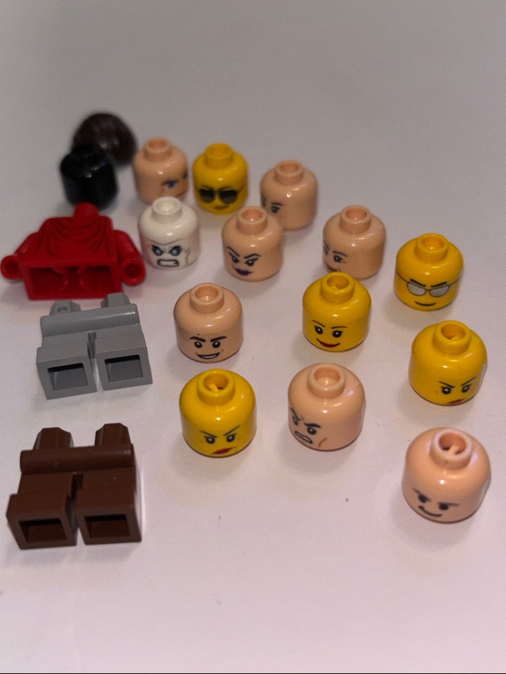 LEGO-Compatible Minifigure Heads Lego Torso Red Lego body Set Lego Heads pants